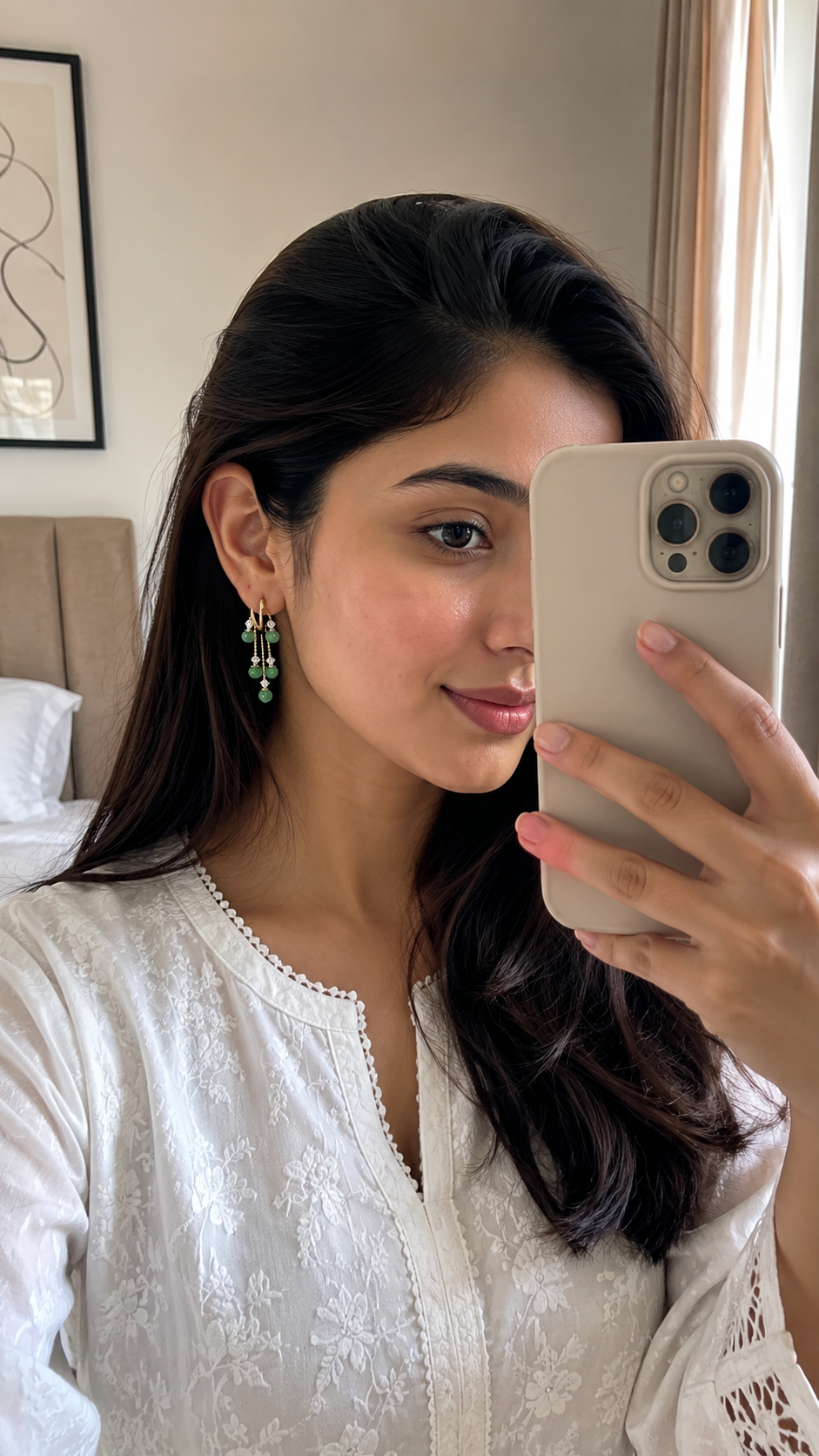 Setback Jade Tassel Hoop Earrings